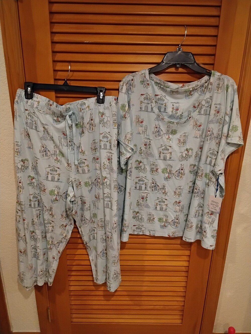 NWT Sleep Sense Vacay Toile Print Tee & Capris Set 3X